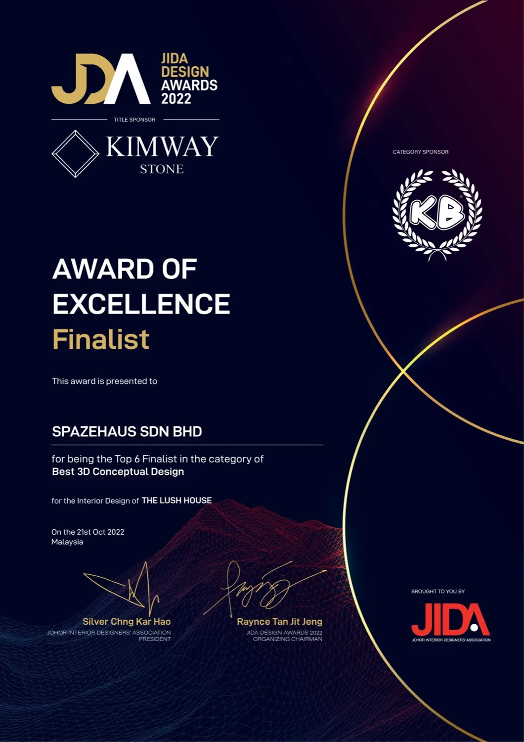 SPAZEHAUS — JDA Design Awards 2022, Award of Excellence certificate
