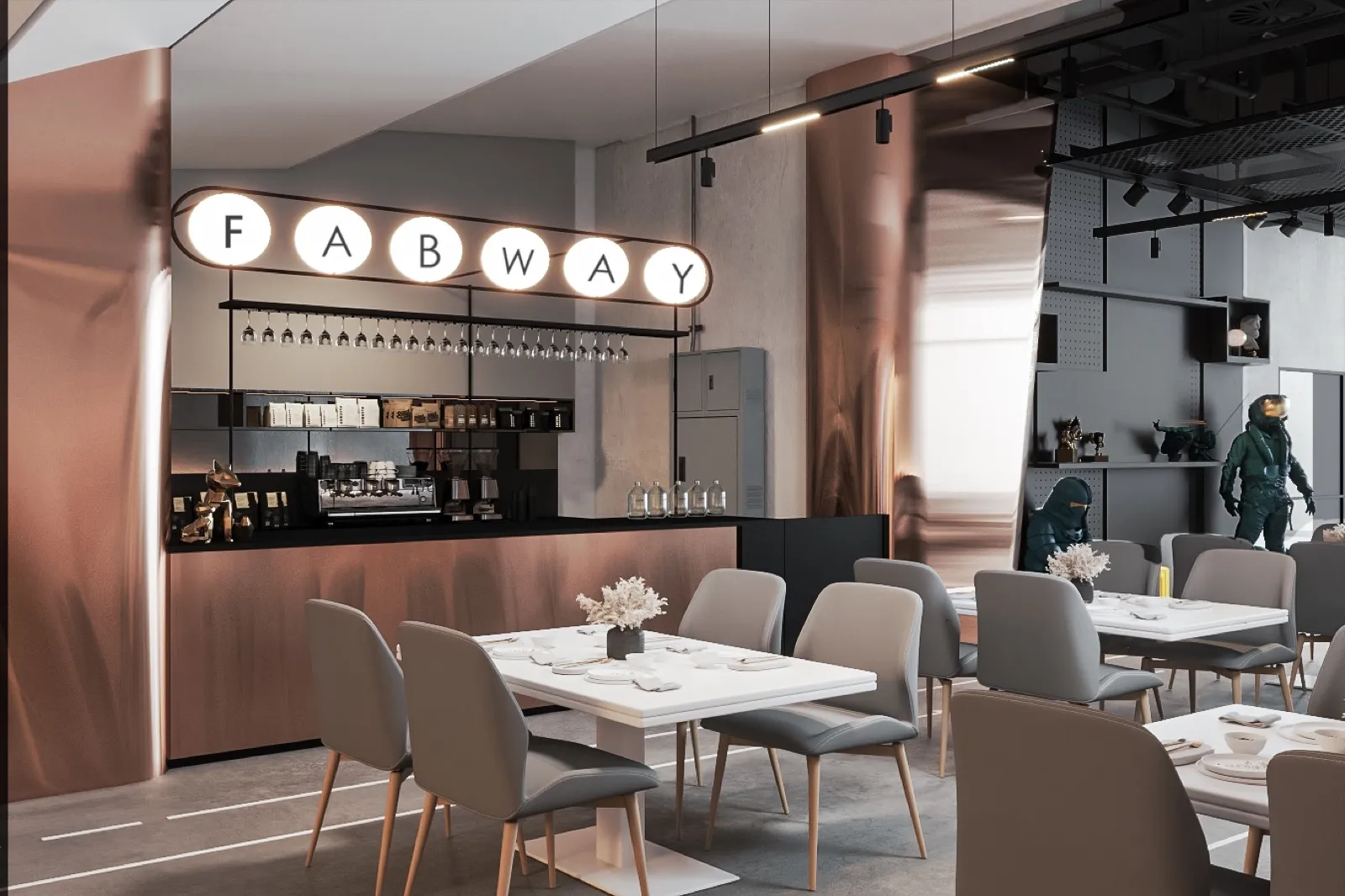 Fabway Cafe — Café interior design & renovation by SPAZEHAUS in Johor Bahru, design and styling detail